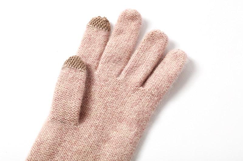 Useful 100%Cashmere Cable Women Knit gloves - Lamycashmere