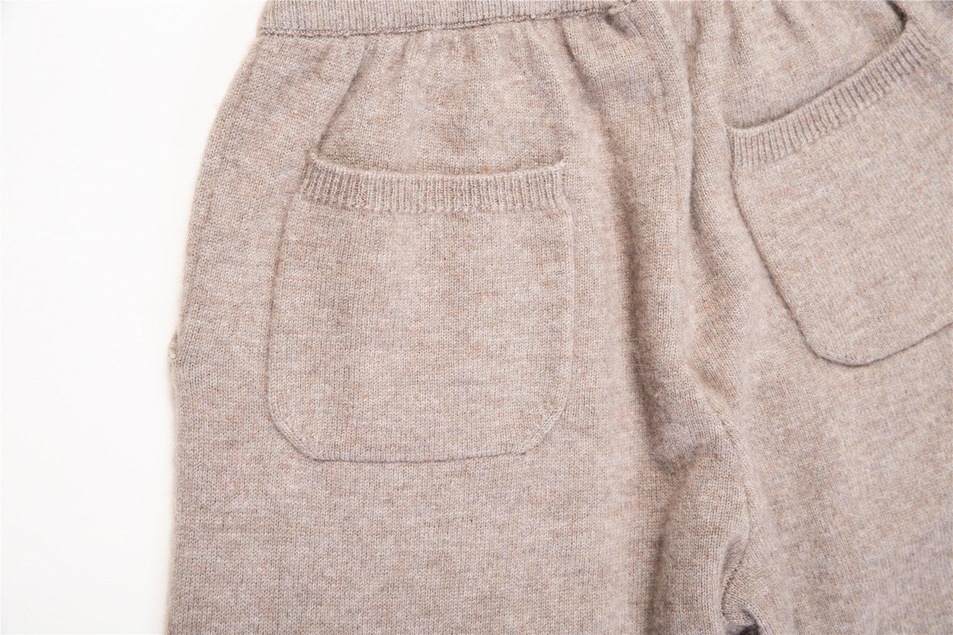 warmly and softly 100 percent cashmere knitted child's hoodies and pants set - Lamycashmere