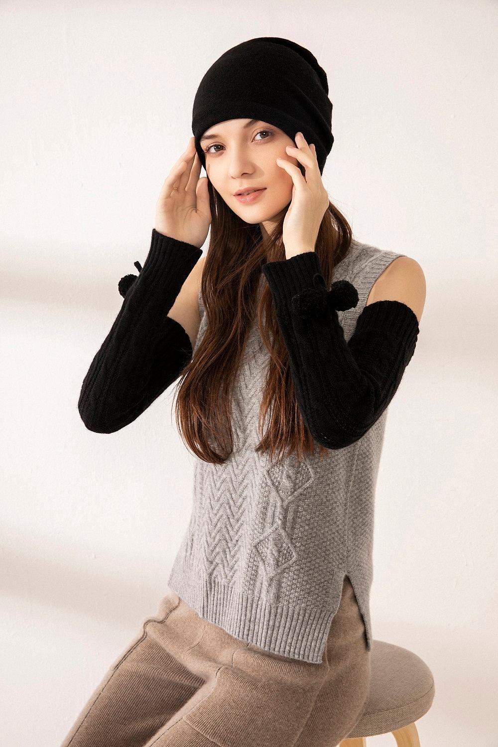 warmly and softly pure cashmere knitted cable mitten - Lamycashmere