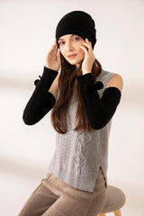 warmly and softly pure cashmere knitted cable mitten - Lamycashmere