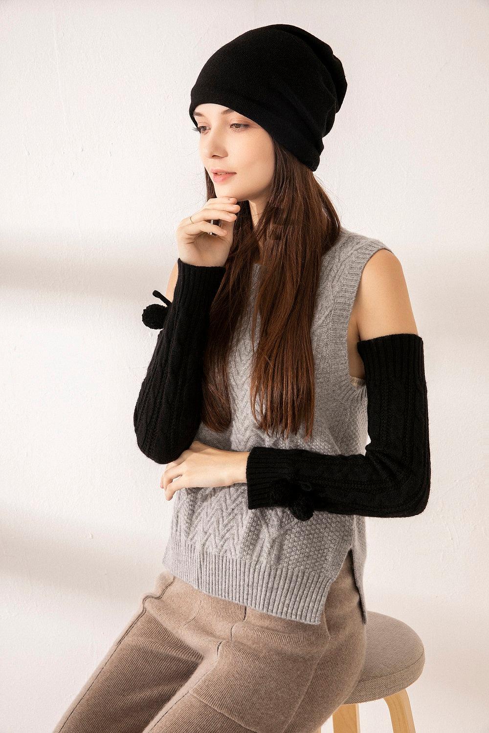 warmly and softly pure cashmere knitted cable mitten - Lamycashmere