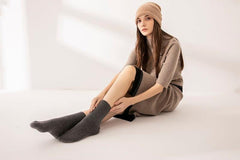 warmly cashmere knitted solid color socks for unisex - Lamycashmere