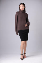 Warmly heavy style of pure cashmere high neck sweater - Lamycashmere