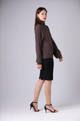 Warmly heavy style of pure cashmere high neck sweater - Lamycashmere