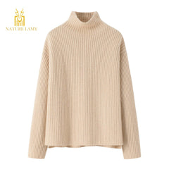 Warmly heavy style of pure cashmere high neck sweater - Lamycashmere