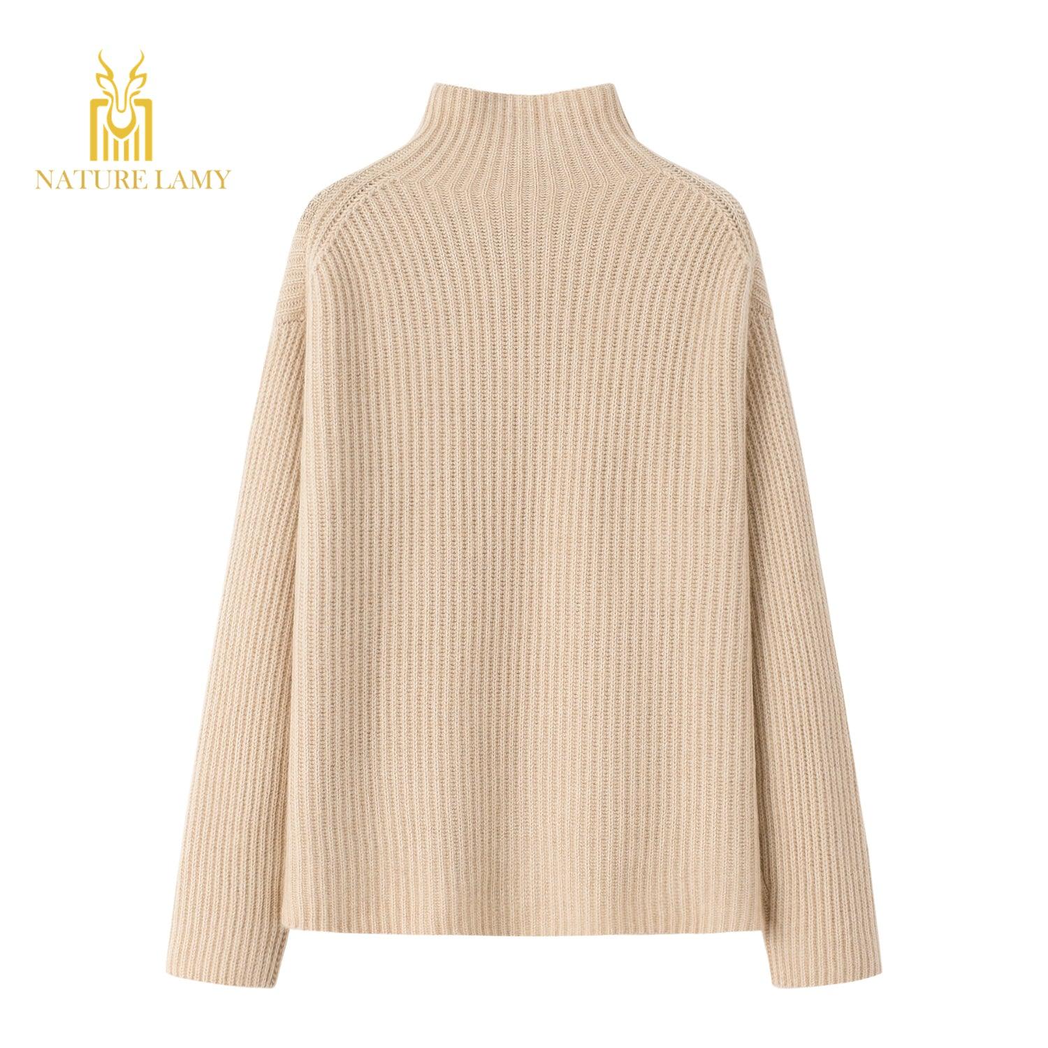 Warmly heavy style of pure cashmere high neck sweater - Lamycashmere