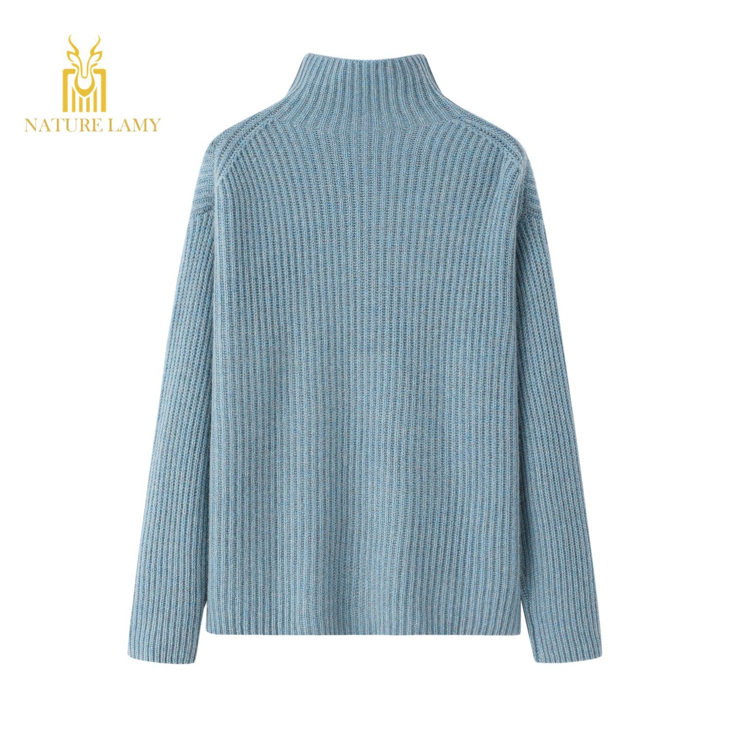 Warmly heavy style of pure cashmere high neck sweater - Lamycashmere