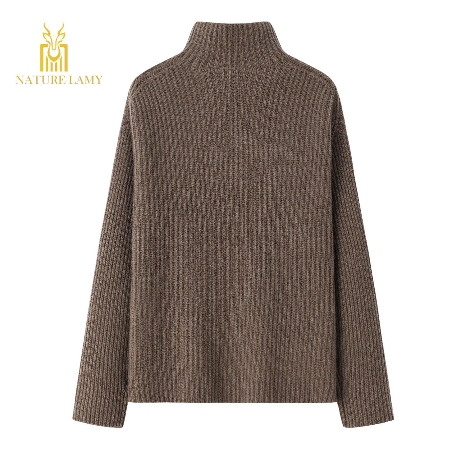 Warmly heavy style of pure cashmere high neck sweater - Lamycashmere