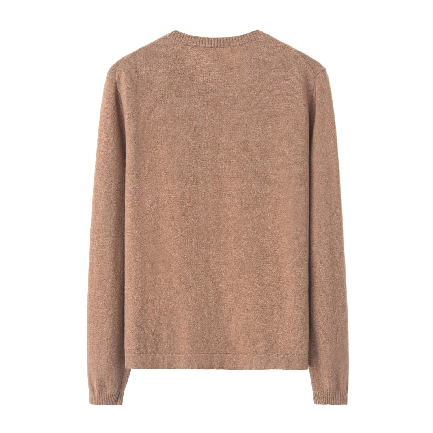 warmly highest quality cashmere factory price for pure cashmere camel color round neck cardigan with nature shell button - Lamycashmere