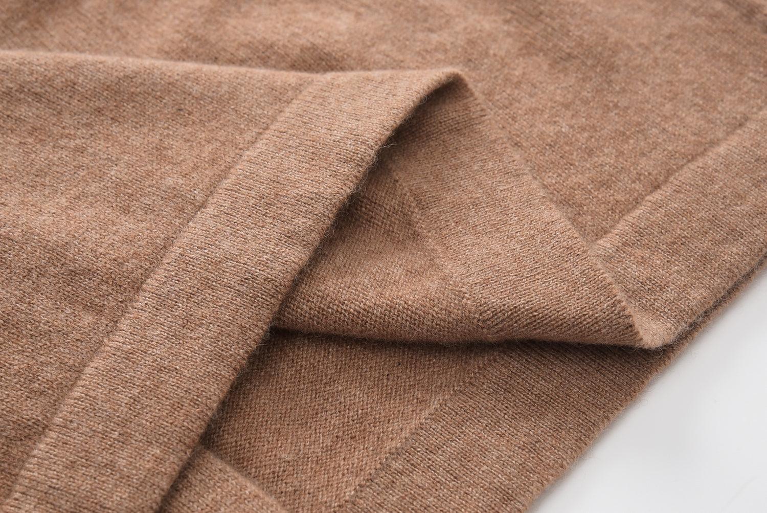 warmly highest quality cashmere factory price for pure cashmere camel color round neck cardigan with nature shell button - Lamycashmere