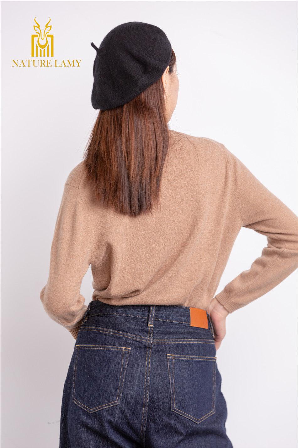 warmly highest quality cashmere factory price for pure cashmere camel color round neck cardigan with nature shell button - Lamycashmere