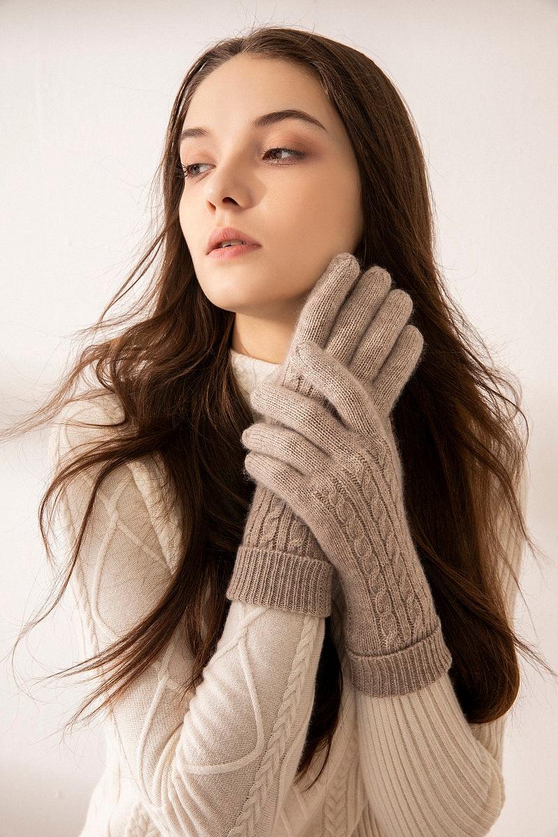 Winter cashmere glove knit five finger gloves - Lamycashmere