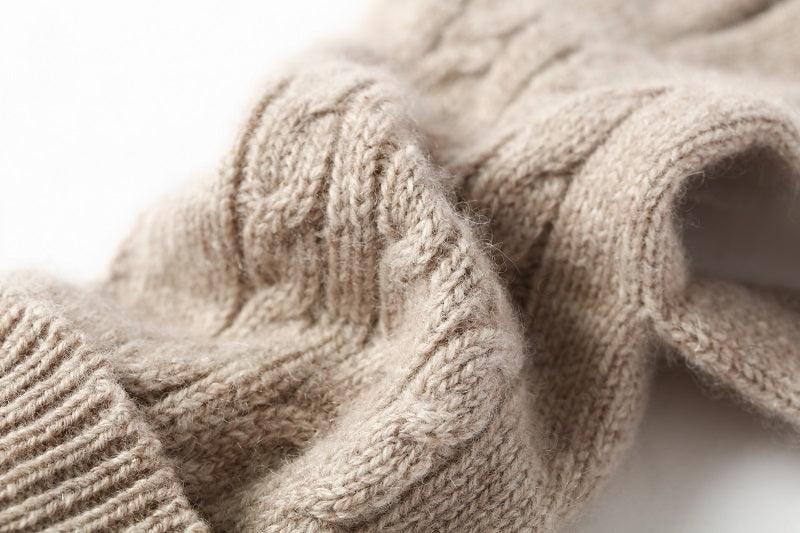 Winter cashmere glove knit five finger gloves - Lamycashmere