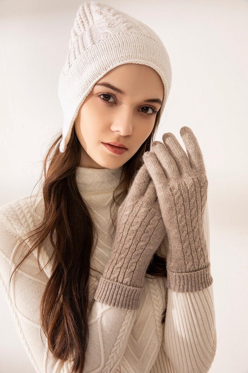 Winter cashmere glove knit five finger gloves - Lamycashmere