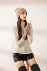 Winter cashmere glove knit five finger gloves - Lamycashmere