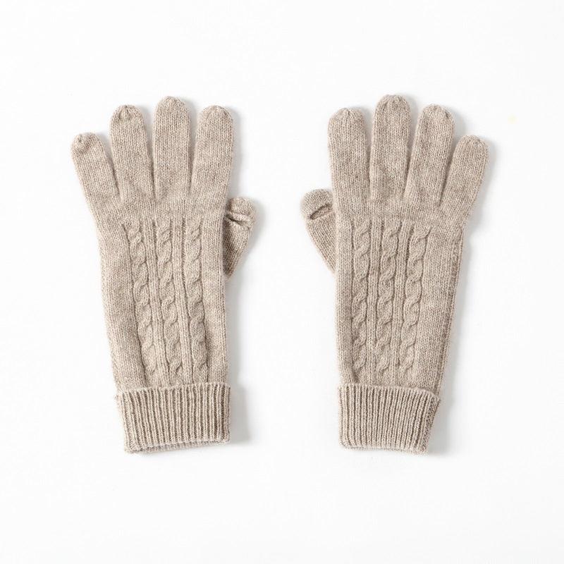 Winter cashmere glove knit five finger gloves - Lamycashmere