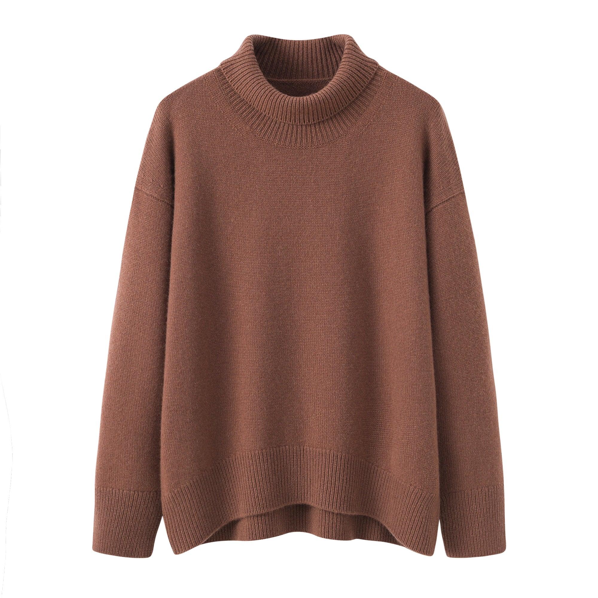 Winter outwear heavy style of pure 100 percent cashmere knitted turtleneck sweater for women - Lamycashmere