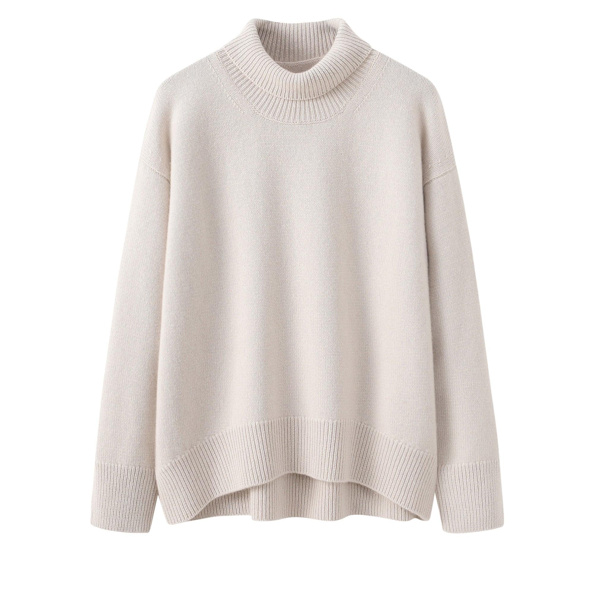 Winter outwear heavy style of pure 100 percent cashmere knitted turtleneck sweater for women - Lamycashmere