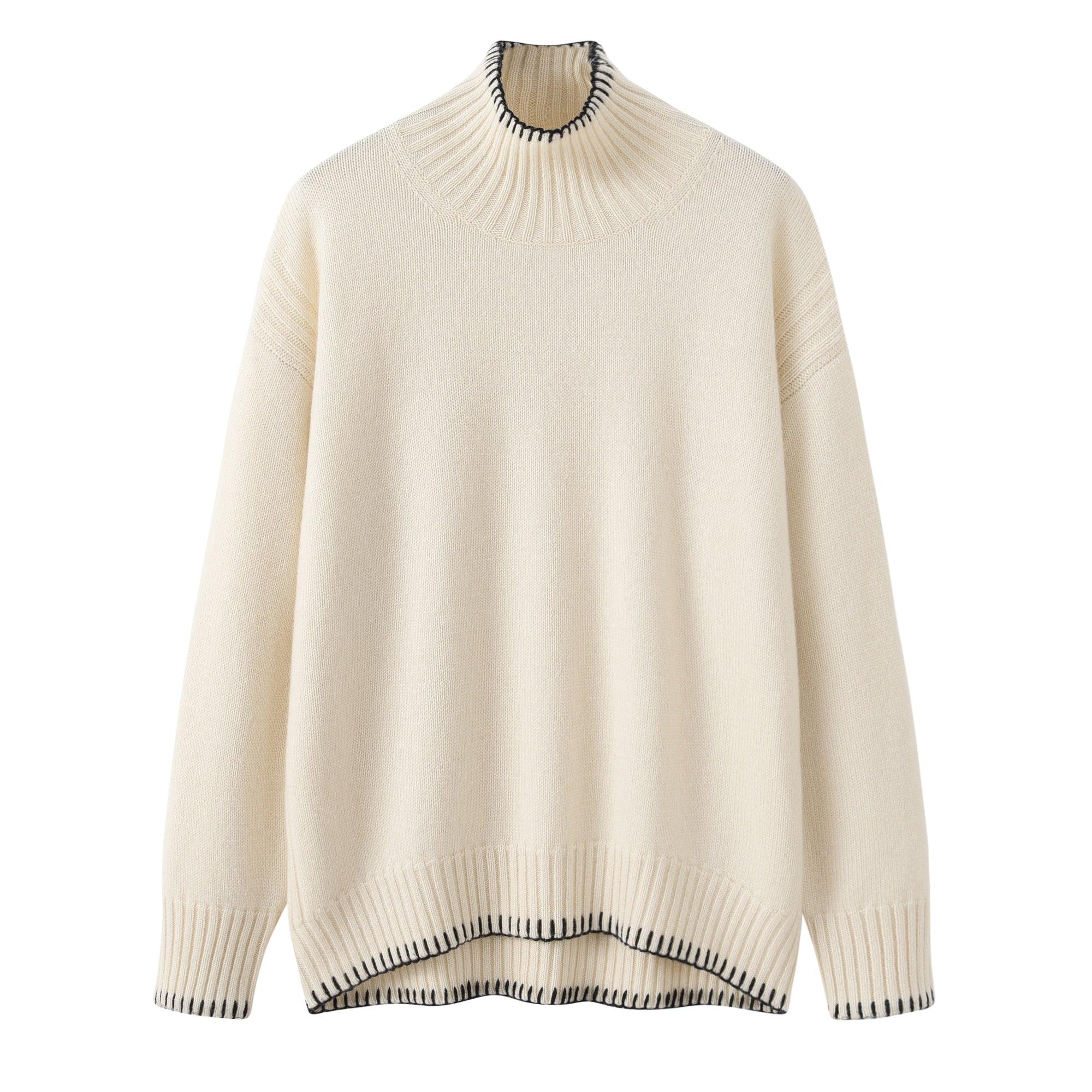 Winter style of pure cashmere plain guage knitted turtleneck pullover for lady's - Lamycashmere