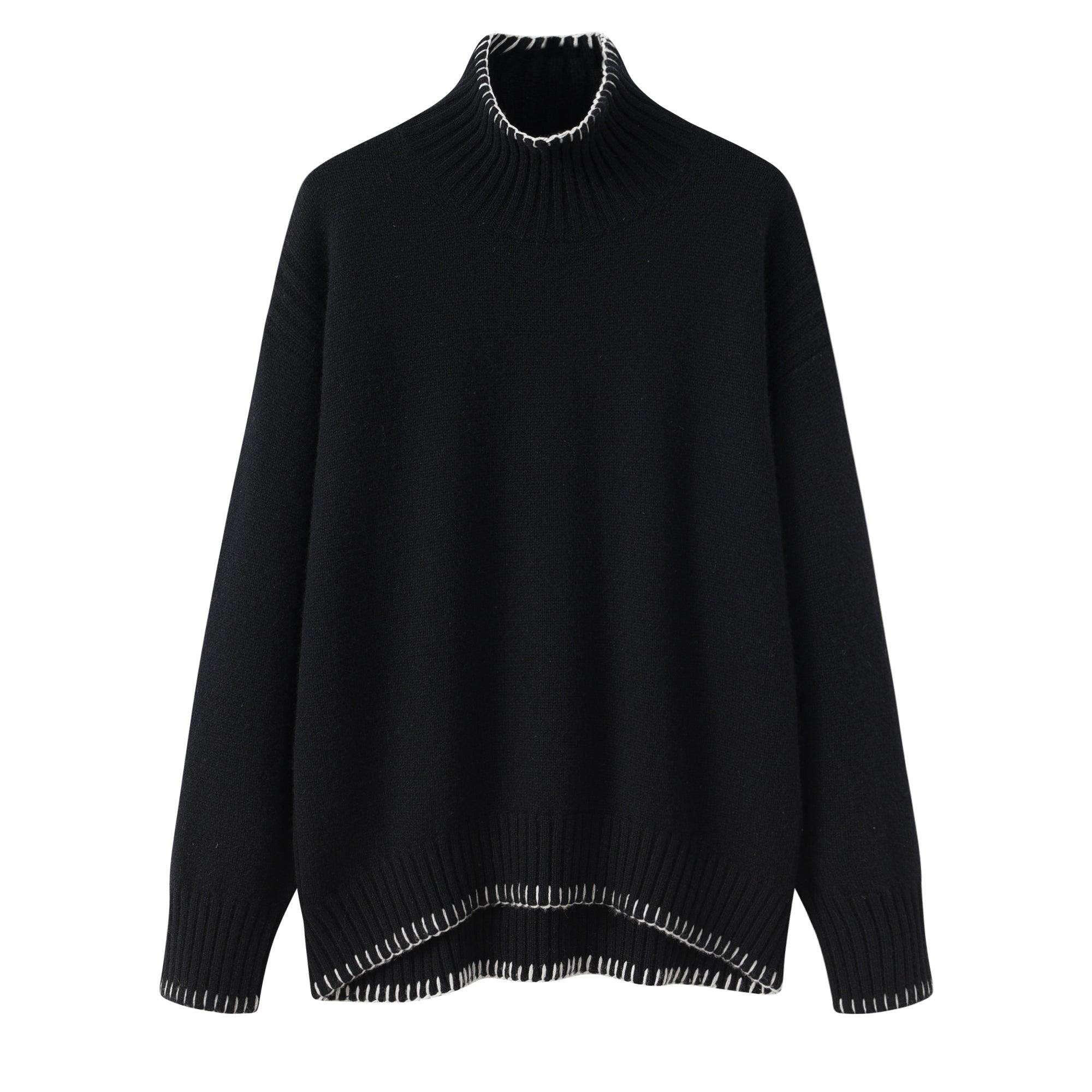 Winter style of pure cashmere plain guage knitted turtleneck pullover for lady's - Lamycashmere