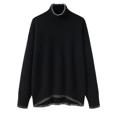 Winter style of pure cashmere plain guage knitted turtleneck pullover for lady's - Lamycashmere