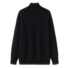 Winter style of pure cashmere plain guage knitted turtleneck pullover for lady's - Lamycashmere