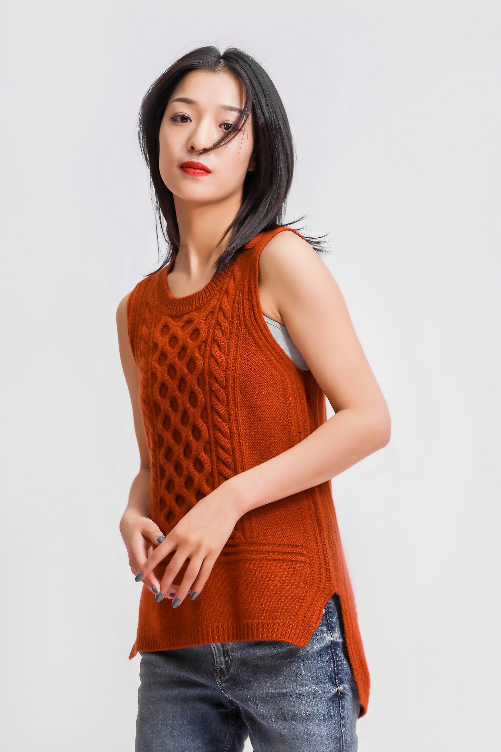 Women autumn holiday knitted cashmere vest - Lamycashmere