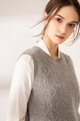 Women's beautiful needle guage cashmere vest - Lamycashmere