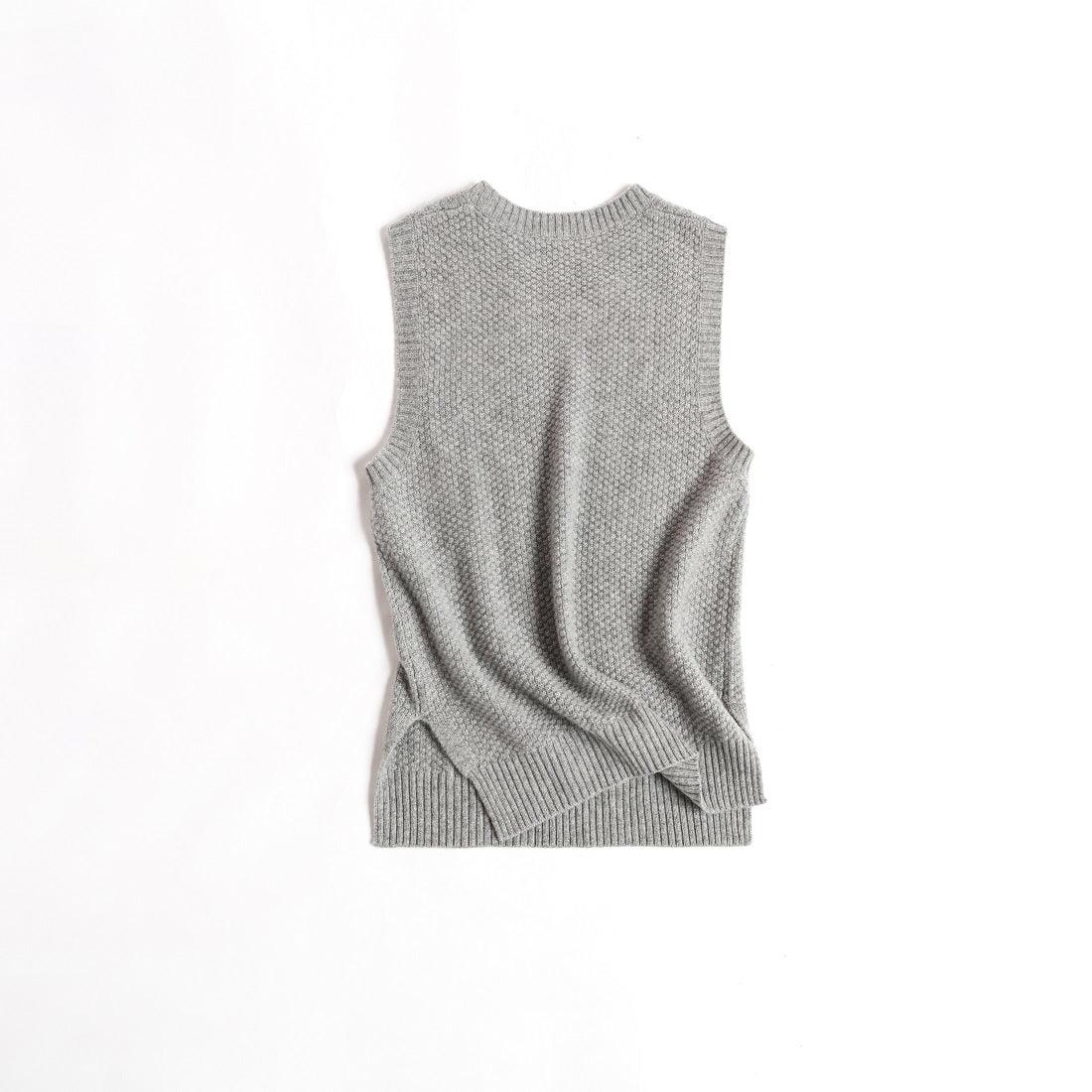 Women's beautiful needle guage cashmere vest - Lamycashmere