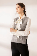 Women's beautiful needle guage cashmere vest - Lamycashmere