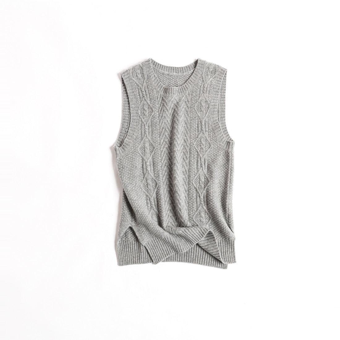 Women's beautiful needle guage cashmere vest - Lamycashmere