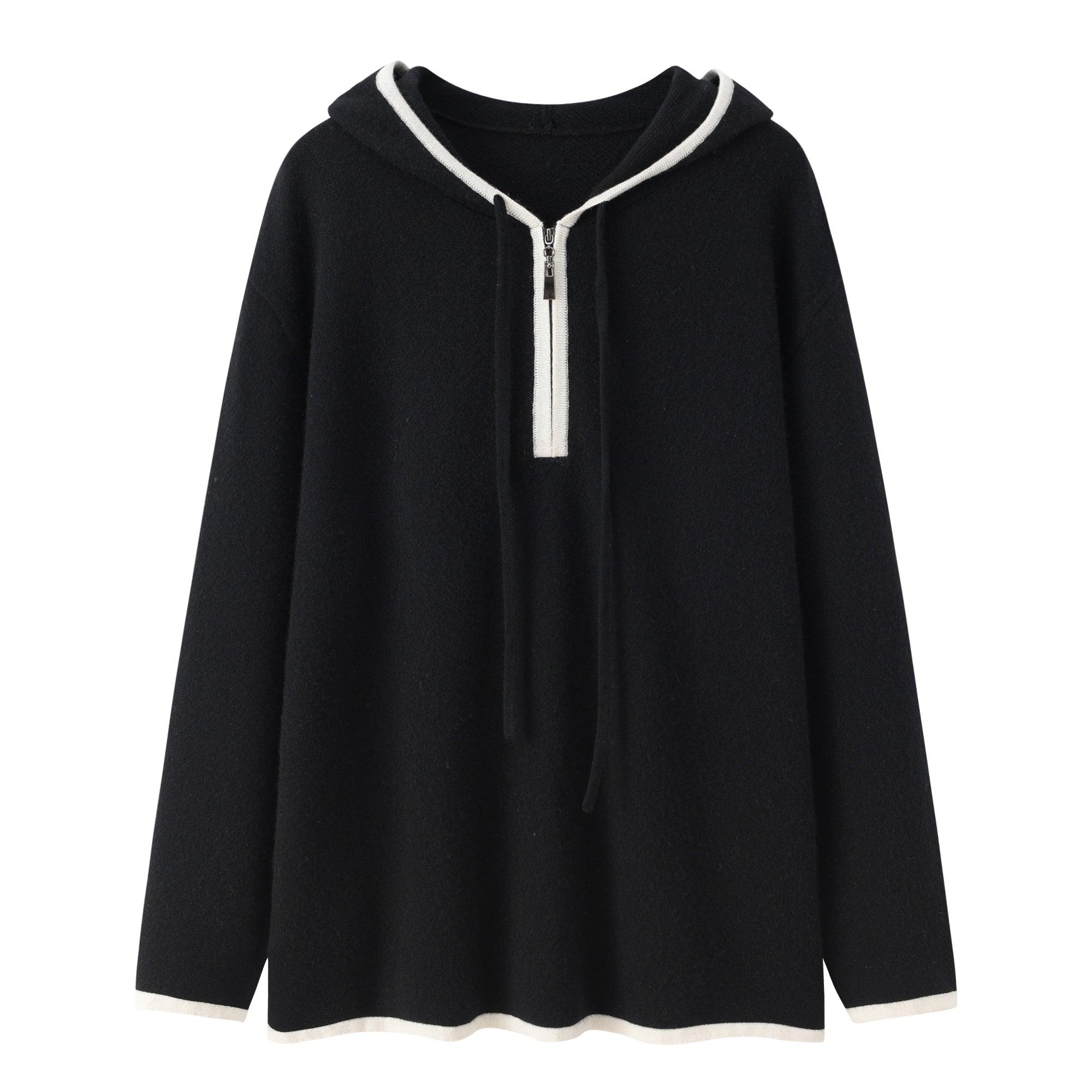 women's Luxe and heavy oversize pure cashmere knitted long hoodies - Lamycashmere