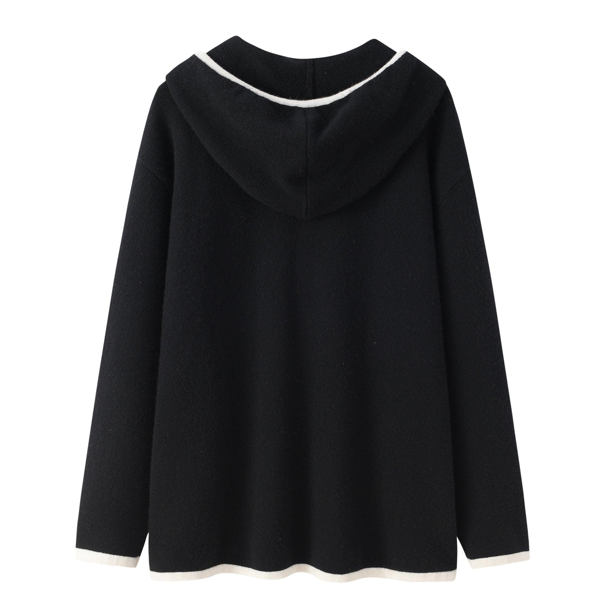 women's Luxe and heavy oversize pure cashmere knitted long hoodies - Lamycashmere