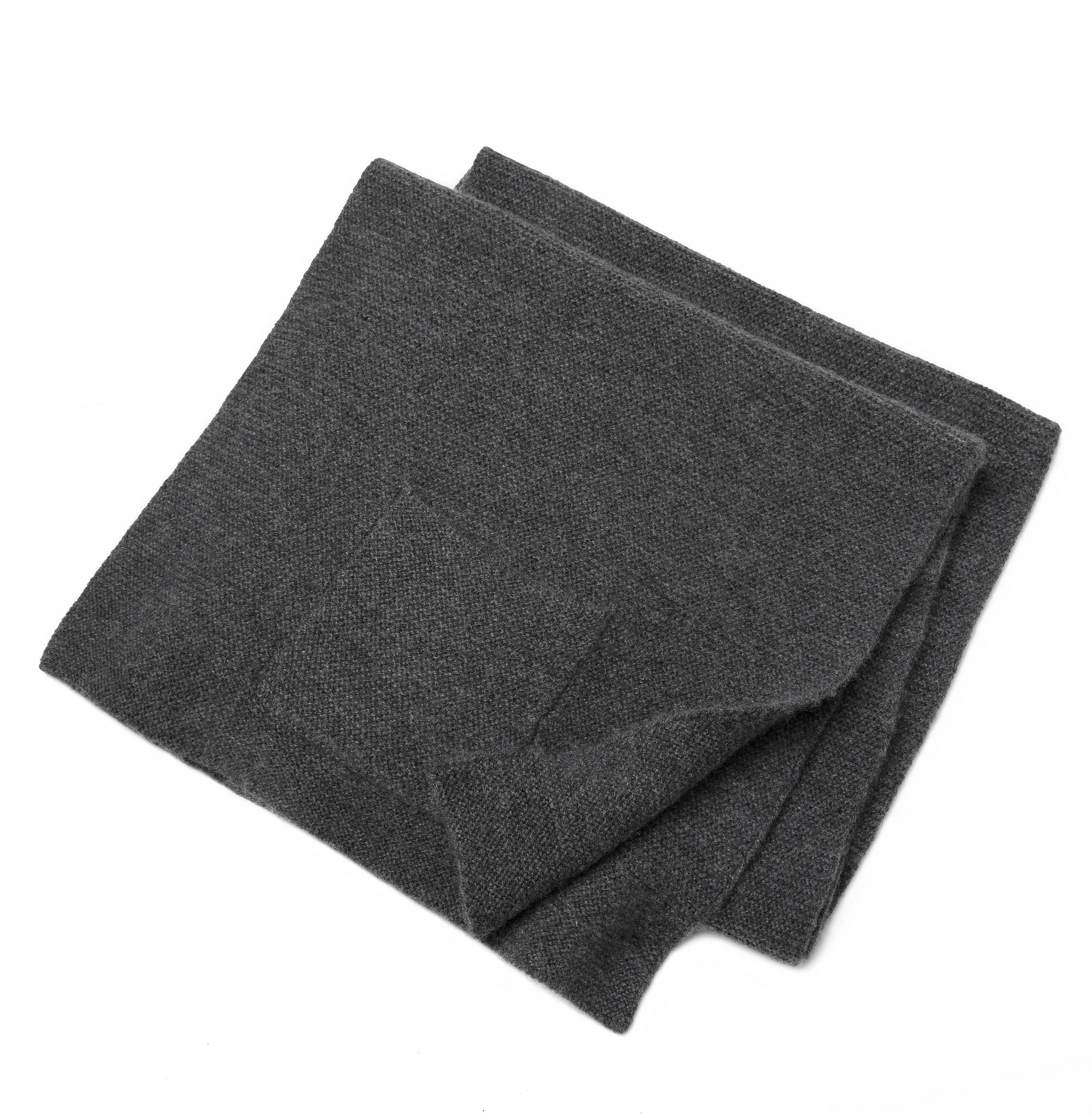 Women's pure cashmere knitted grey color scarf - Lamycashmere